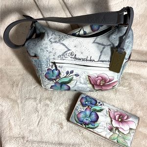 Anuschka Classic Hobo Bag & matching Accordion Flap Wallet